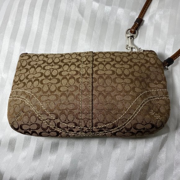 Coach Monogram Leather & Canvas Flap Wristlet - Picture 7 of 10